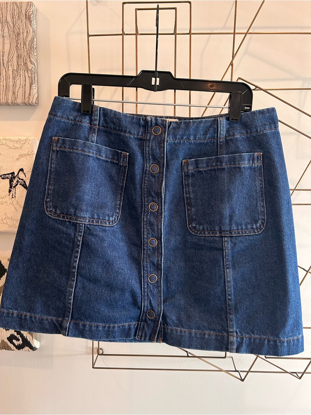 Sezane Nehir Snap Denim Mini Skirt